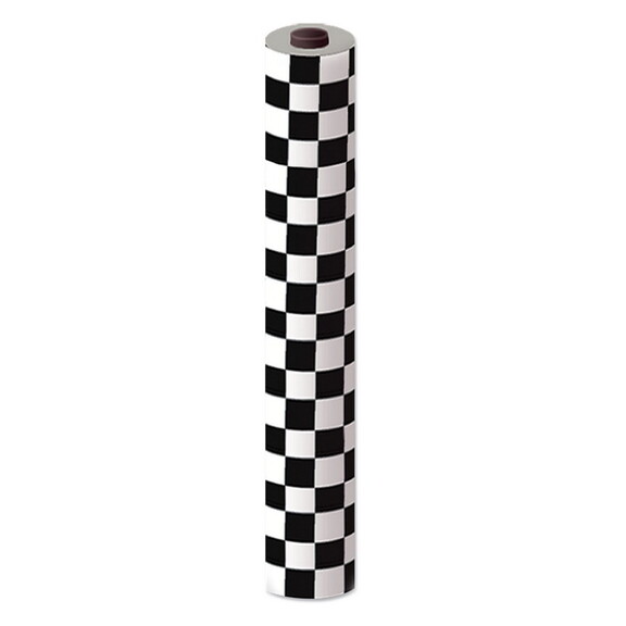 Beistle 50939 BKW Checkered Table Roll  black   wh...