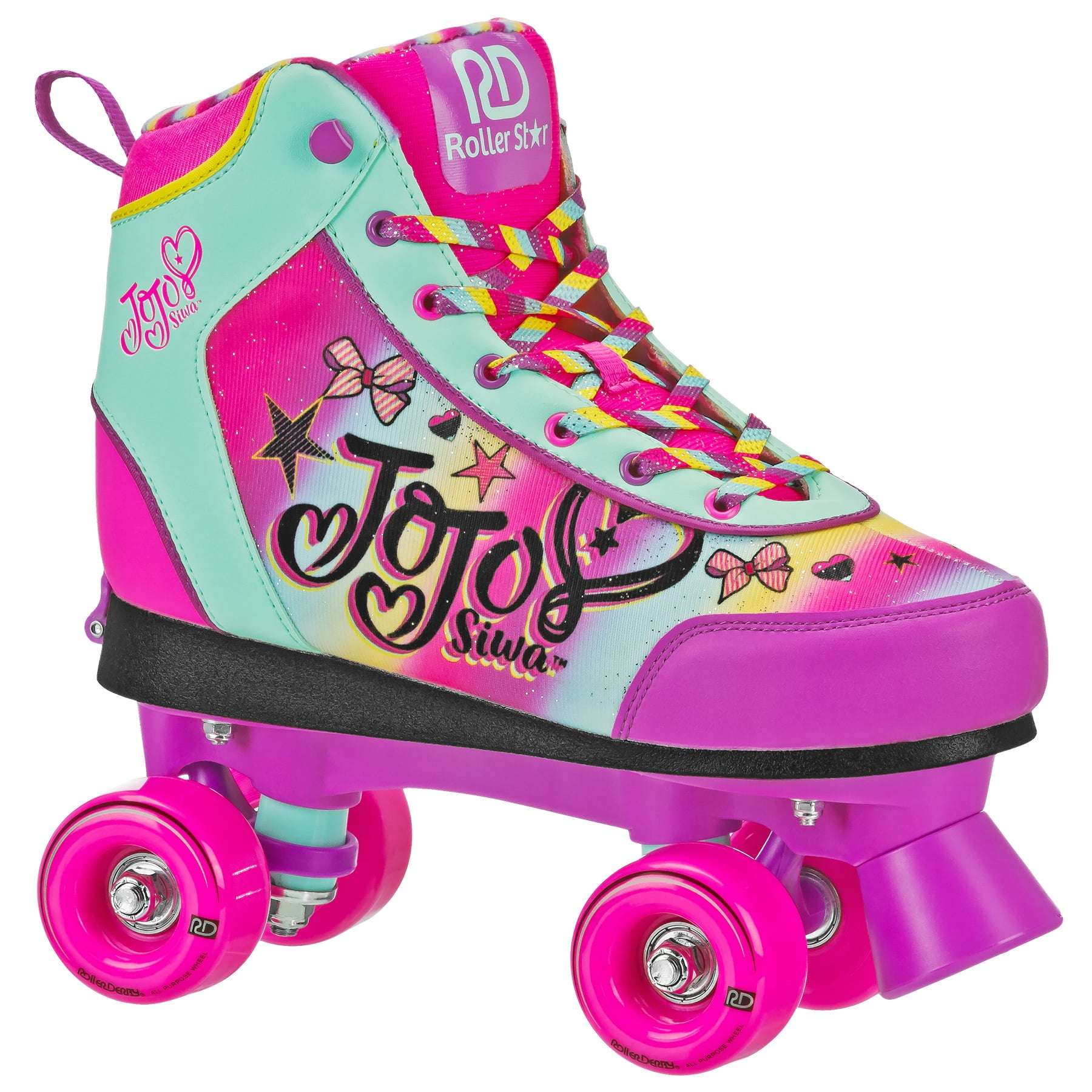 Roller Derby JoJo Siwa Adjustable Quad Star Roller Skate, Size Medium (3-6)