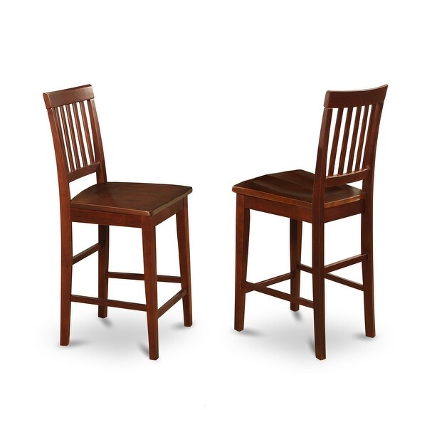 East West Furniture Modern Vernon Mahogany Counter Stools - Set of 2 (Seat's Type Options)