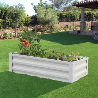 Greenes Fence 24 in. W x 48 in. L x 10 in. H White Pre-Galvanized Powder-Coated Steel Raised Garden Bed Planter RCM10W