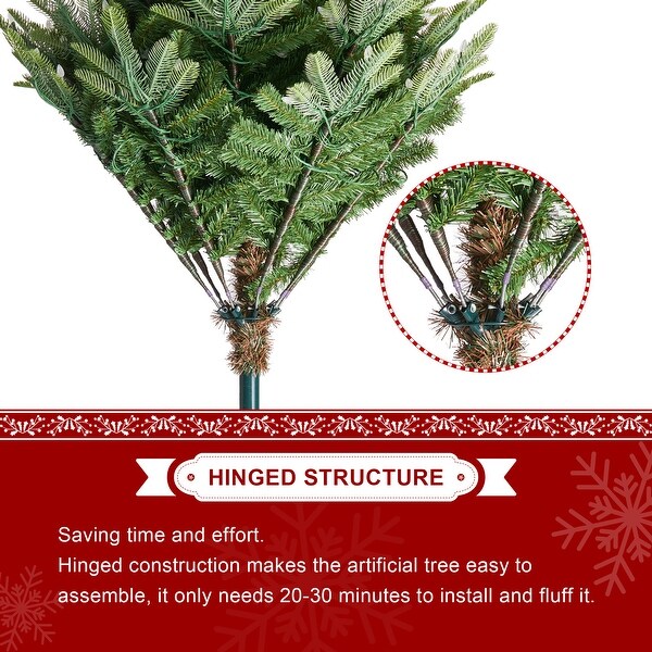 Glitzhome 7.5ft/9ft PreLit Evergreen Slim Fir Artificial Christmas Tree With Strawberry Lights