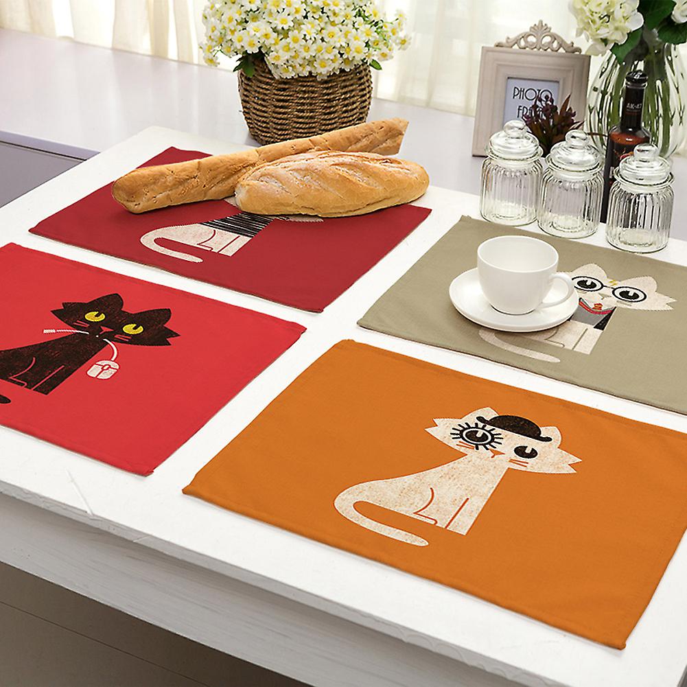 Cat Pattern Print Heat-resistant Washable Place Mat Table Bowl Cup Mat (ma0067-5)