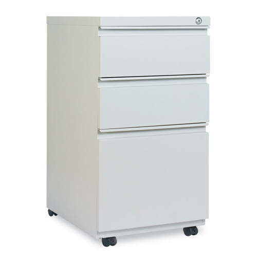 Alera File Pedestal with Full-Length Pull， Left/Right， 3-Drawers: Box/Box/File， Legal/Letter， Light Gray， 14.96