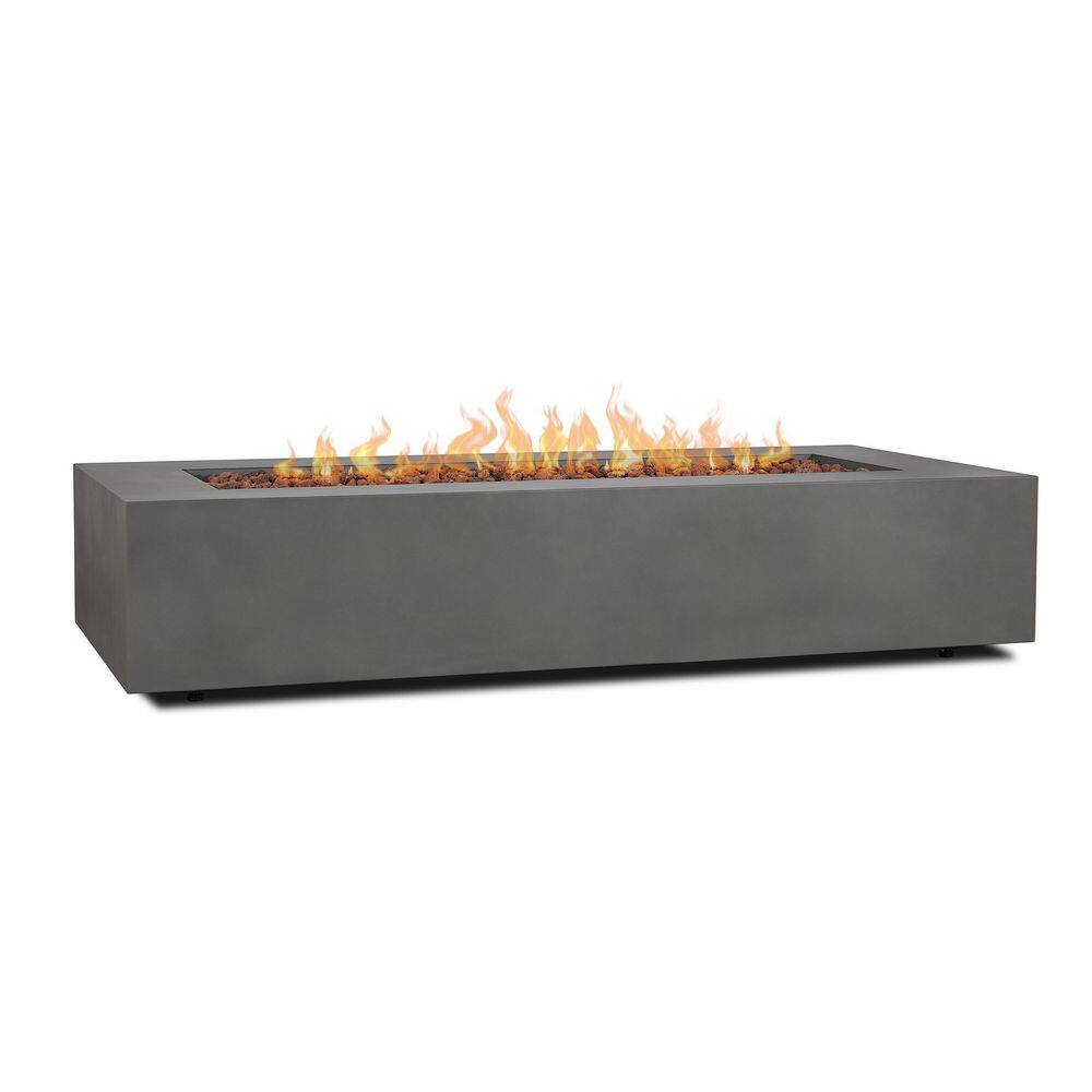 Real Flame Aegean 32 in. W x 70 in. L Outdoor Powder Coated Steel Rectangle Propane in Slate Fire Table in Weathered Slate C9814LP-WSLT