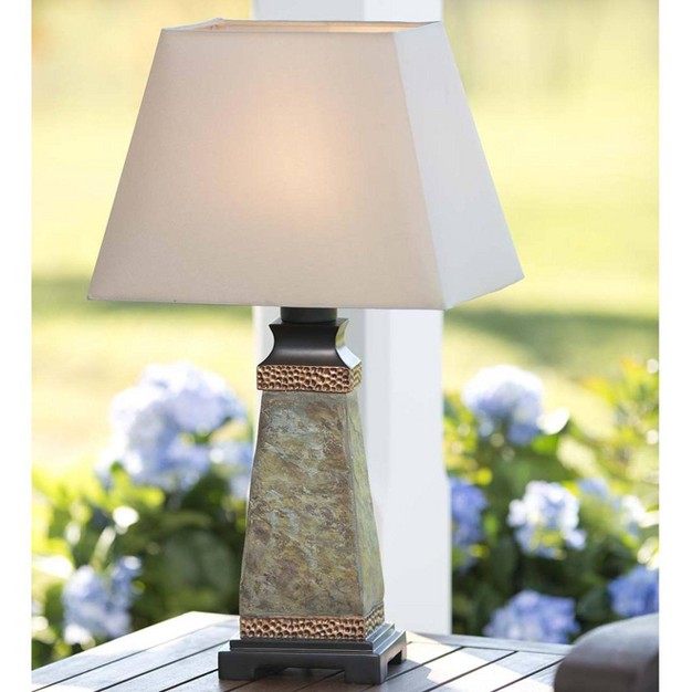 Plow amp Hearth Weatherproof Slate Outdoor Table Lamp