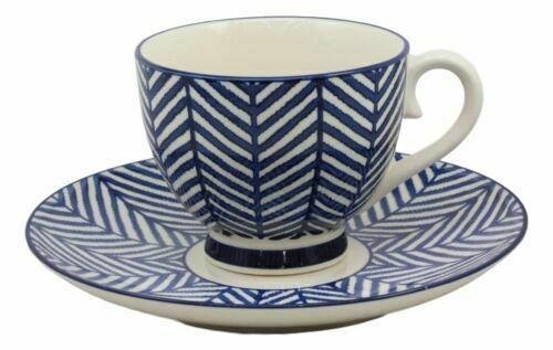 1 Blue Zig Zag Pattern Contemporary Designer Ceramic Dinnerware Bowl Mug Plate Set EBR02