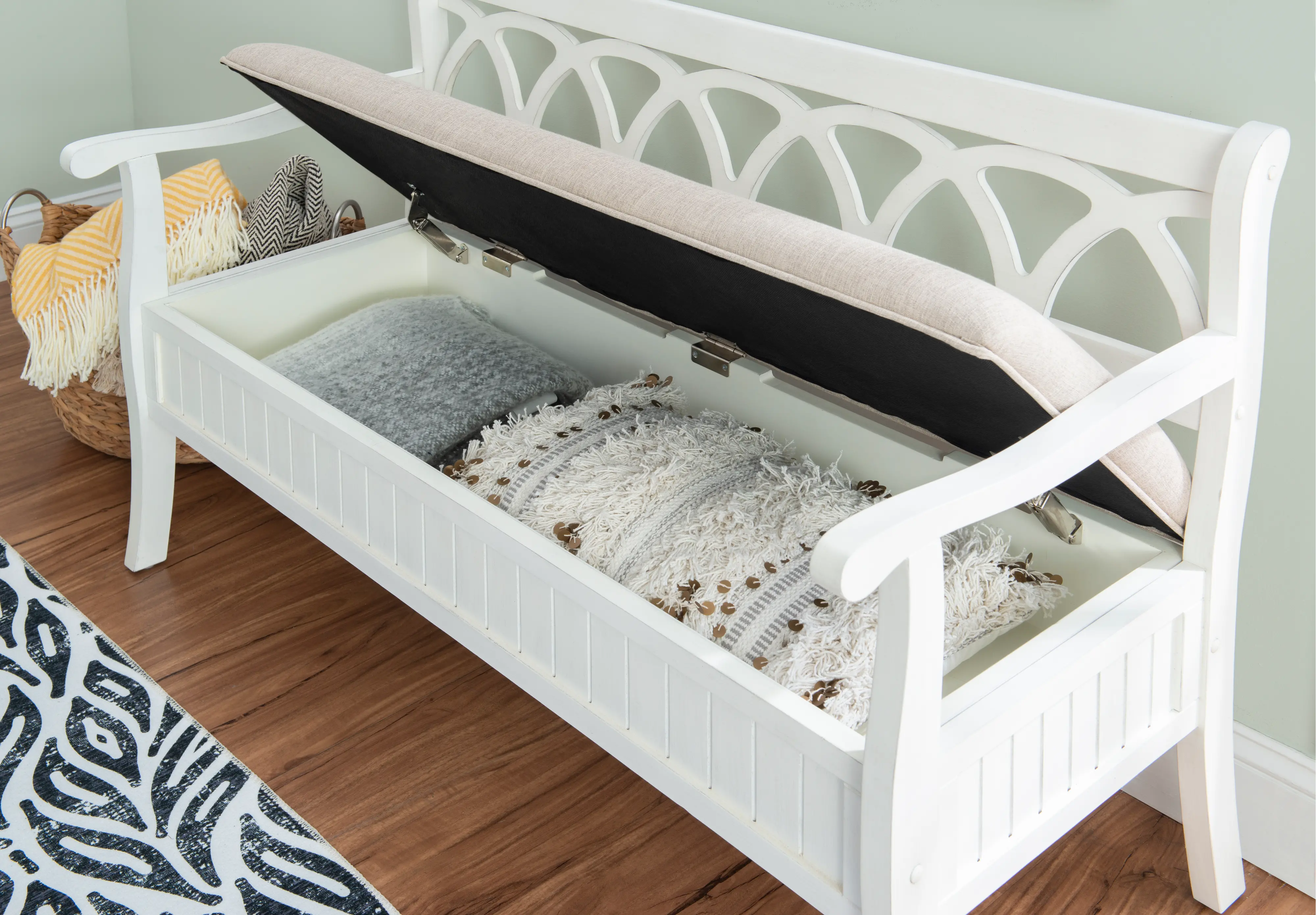 Winslett White Storage Bench