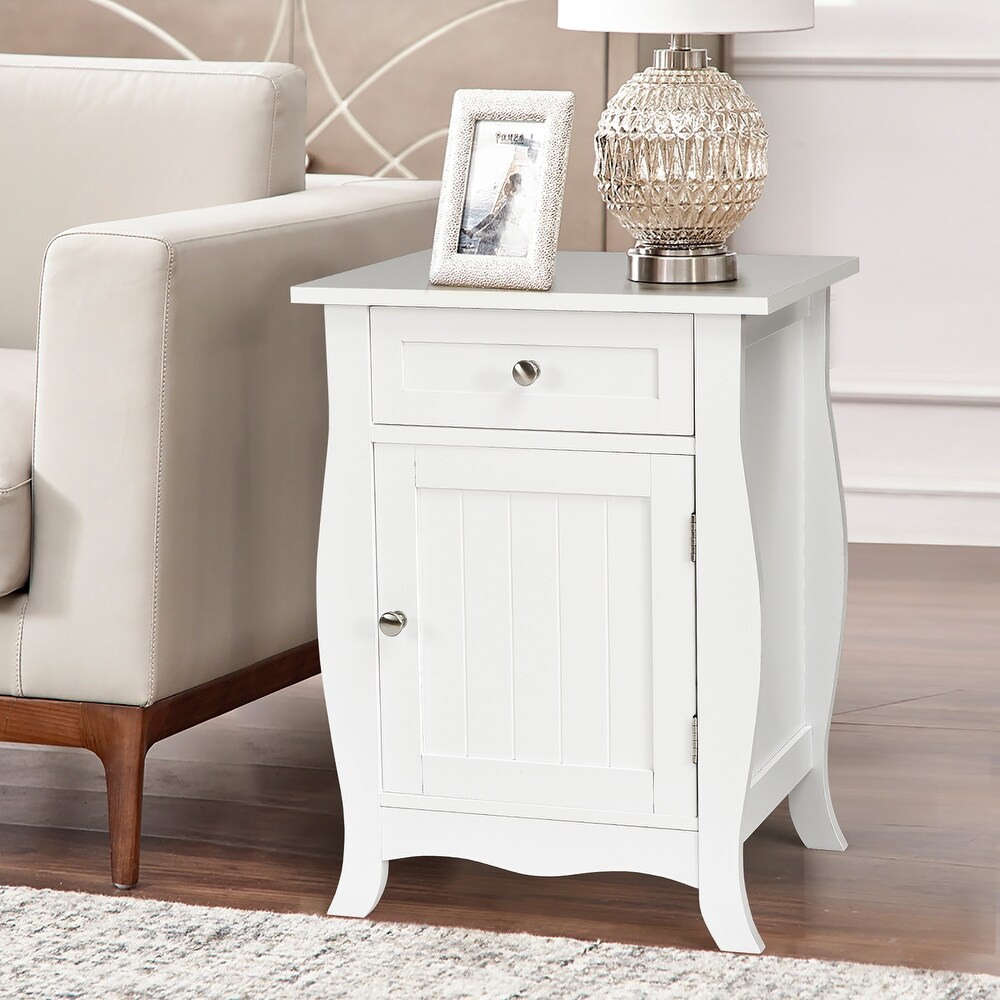 Modern Nightstand Bedside Sofa End Table with Drawer and Cabinet