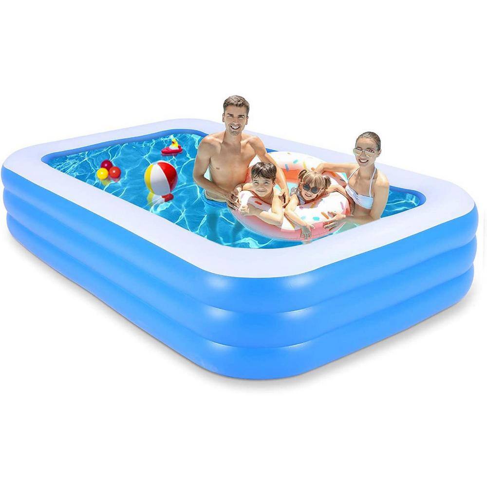 Afoxsos 120 in. x 72 in. Rectangular 22 in. D Inflatable Swimming Pool Family Full-Sized Swimming Pool with No Print HDDB1859