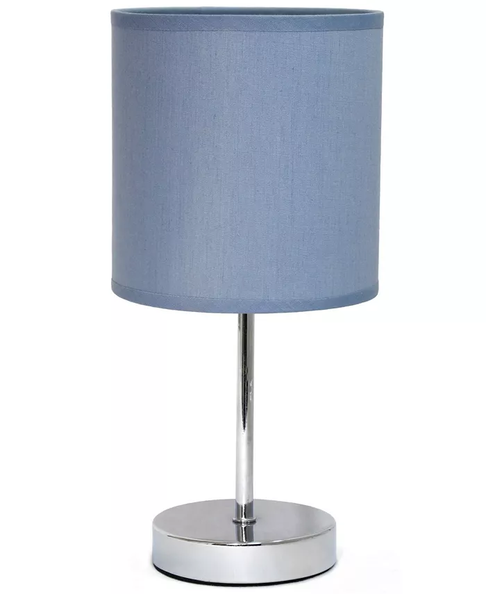 All The Rages Simple Designs Chrome Mini Basic Table Lamp with Fabric Shade