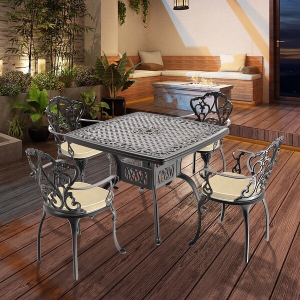 Outdoor cutlery set，(Cushions In Random Colors)3Piece Set Of Cast Aluminum Patio Furniture With Cushions