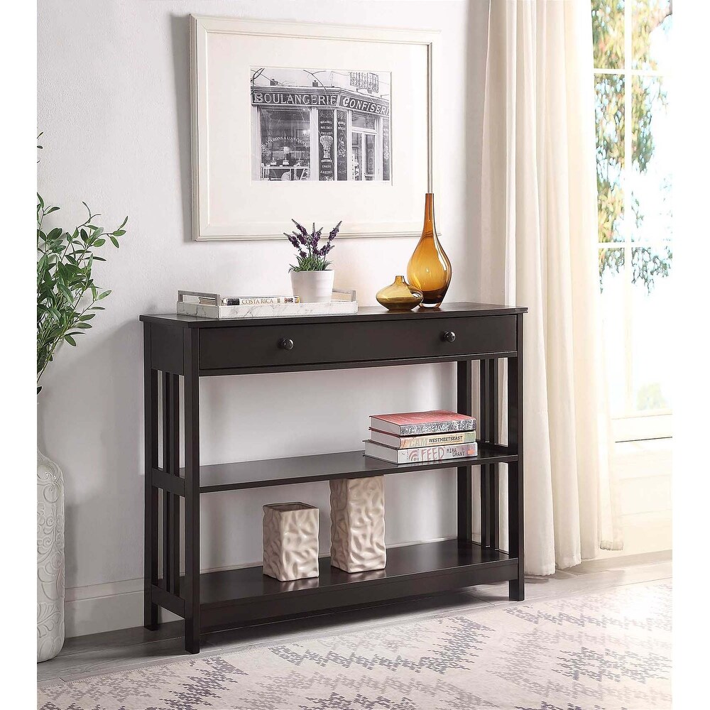 Convenience Concepts Mission 1 Drawer Console Table with Shelves