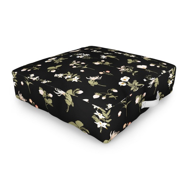 Iveta Abolina Pineberries Botanicals Black Outdoor Floor Cushion Deny Designs