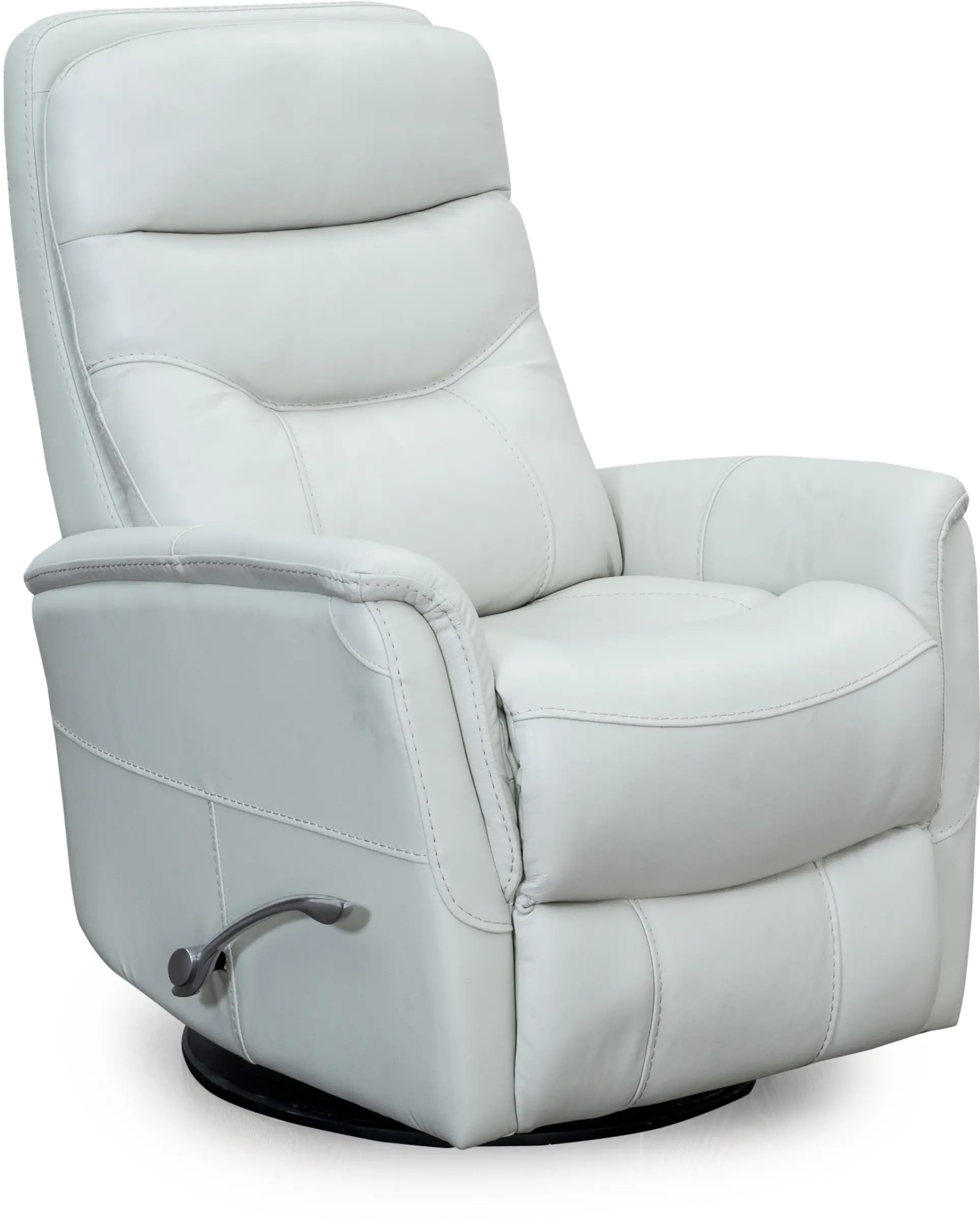 Ice White Leather-Match Swivel Glider Recliner