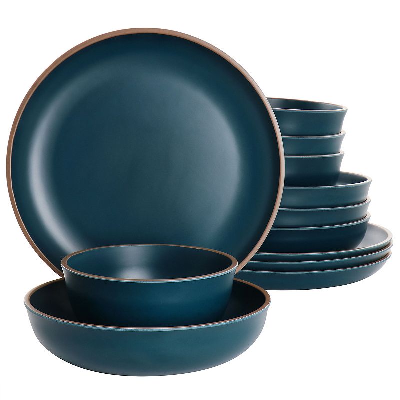 Gibson Home Rockabye 12 Piece Melamine Dinnerware Set