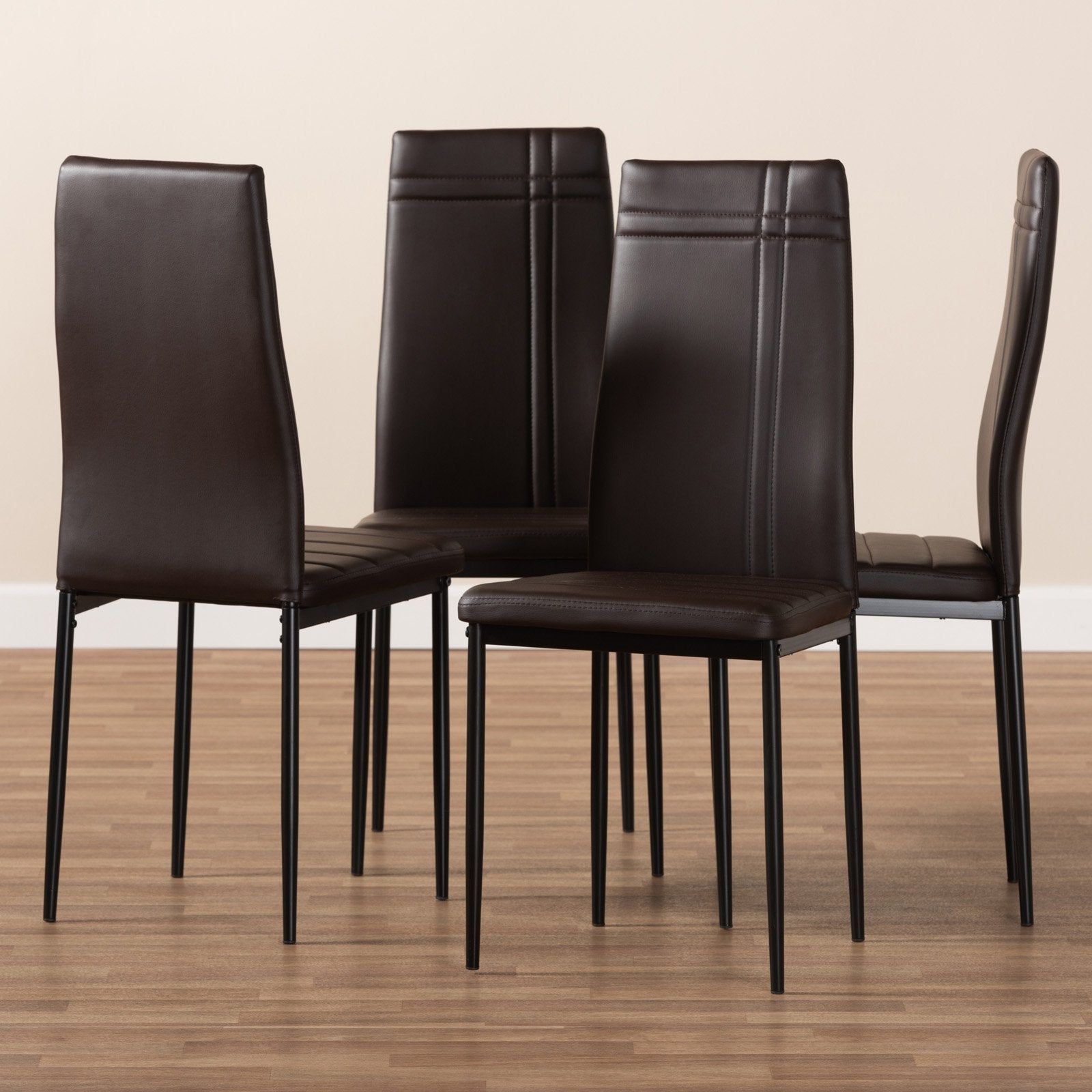 Baxton Studio Matiese Faux Leather High Back Dining Side Chair - Set of 4