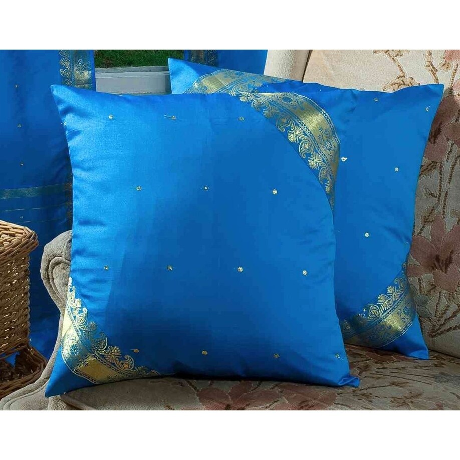 Enchanting Blue  handcrafted Cushion Cover  Throw Pillow case Euro Sham 6 Sizes