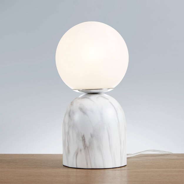 Nelia Frosted Glass Globe Resin Table Lamp White Ink ivy