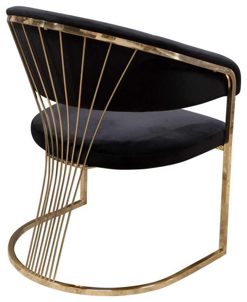 Emy 26 quotCantilever Barrel Dining Chair  Black Velvet Upholstery  Gold   Dining Chairs   by VirVentures  Houzz