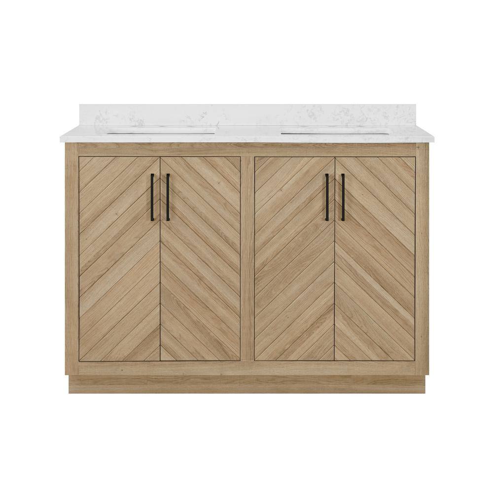 Glacier Bay Huckleberry 48 in. W x 19 in. D x 34.5 in. H Double Sink Bath Vanity in Weathered Tan with White Cultured Marble Top Huckleberry48WT