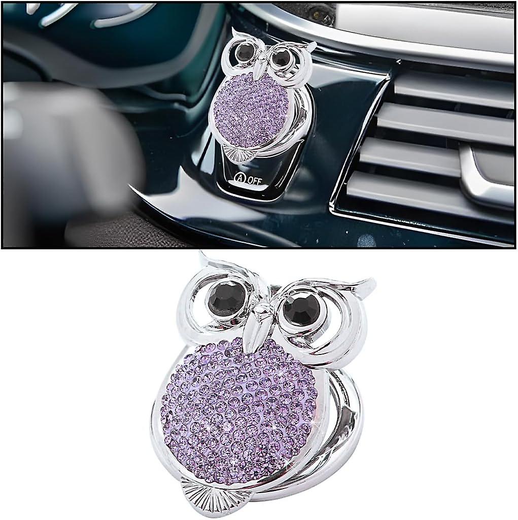 Bling Owl Crystal Car Engine Lgnition Start Stop Button Cover， Diamond Rhinestone Push To Start Button Key Protective Decal (purple)