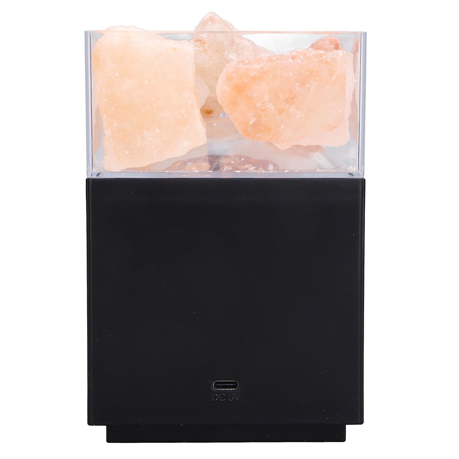 Led Colorful Himalayan Salt Lamp Remote Control Square Salt Block Lamp Negative Ion Air Purification Lampblack