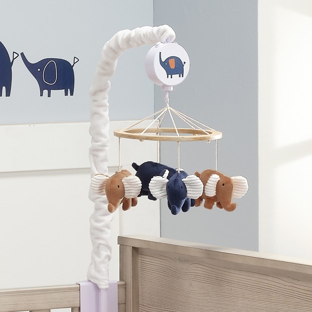 Lambs amp Ivy Playful Elephant Blue white Musical Baby Crib Mobile Soother Toy