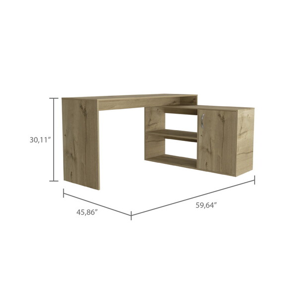 Lyncliff 1 Drawer 2 Shelf L Shaped Office Desk Lig...