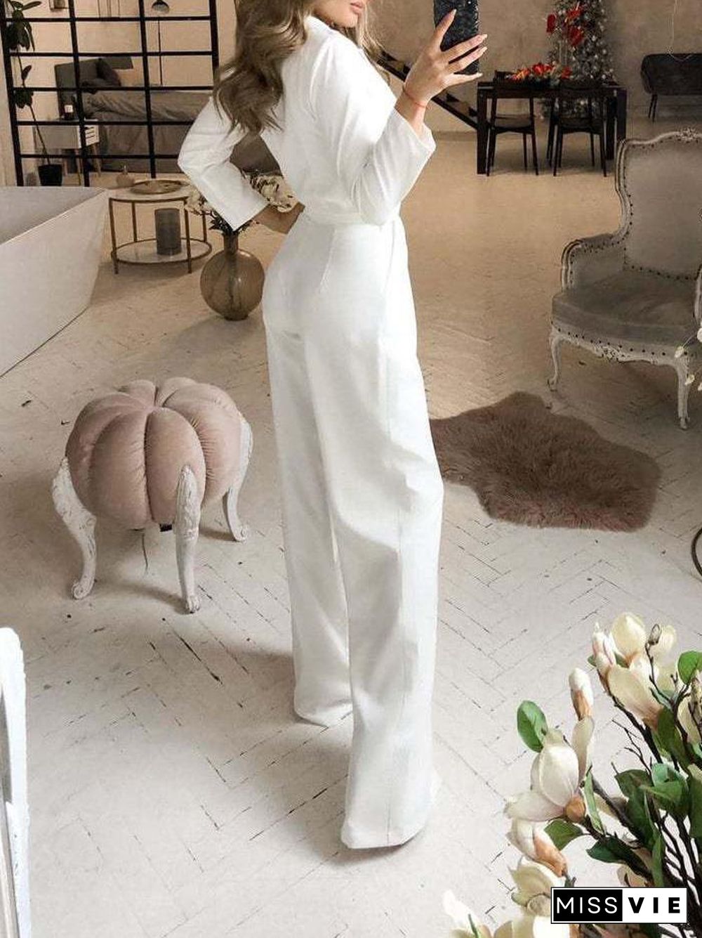 Women's Jumpsuits Solid Long Sleeve Slim Fit Jumpsuit