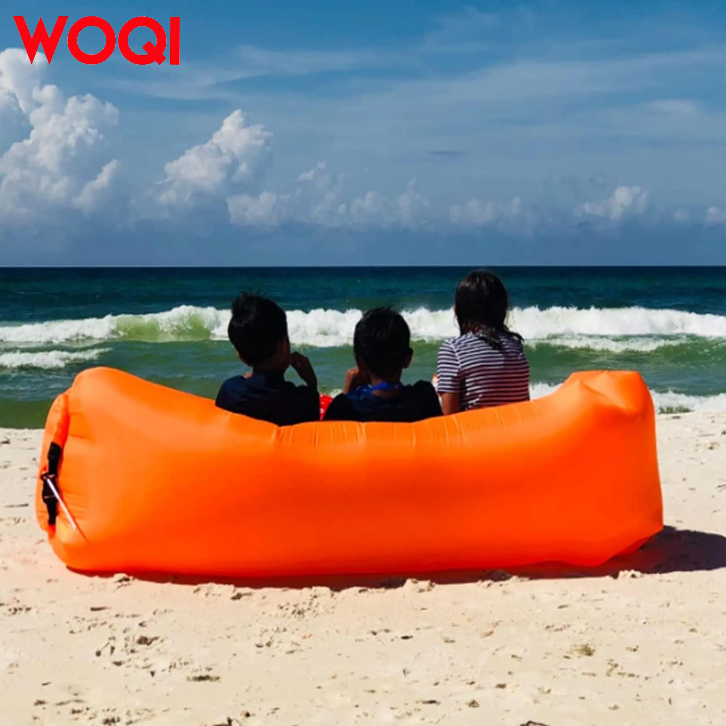 WOQI  outdoor beach  waterproof  Lounger   Portable Camping Hiking Inflatable Beach Lounger  durable easy open