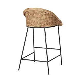 StyleWell Natural Woven Hyacinth Counter Stool with Low Back ST1808296-NBLK