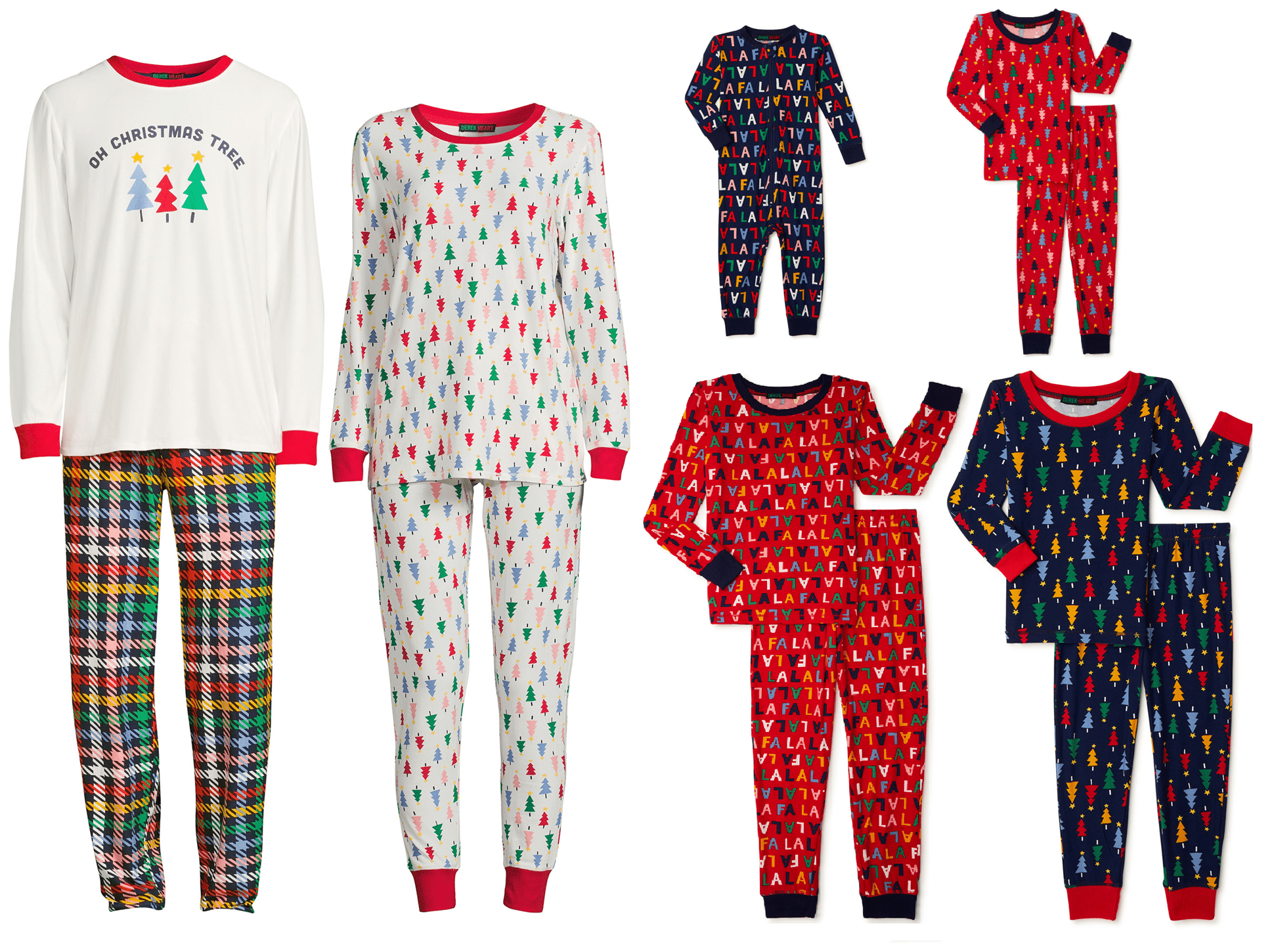 Derek Heart Christmas Trees Holiday Matching Family Christmas Pajamas Toddler Unisex Sleepwear Set， 2-Piece， Sizes 12 Months-5T