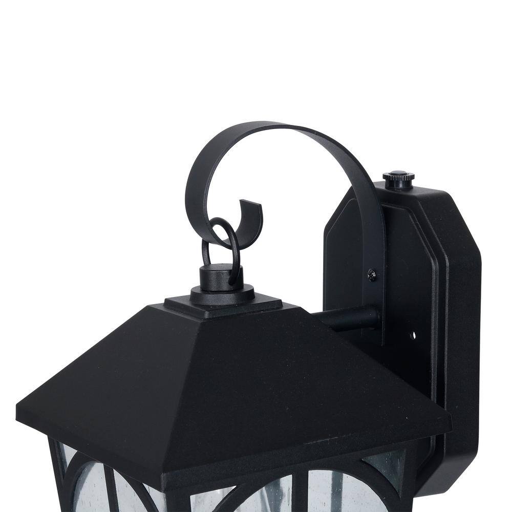 Honeywell 1-Light Black Integrated LED Outdoor Square Wall Lantern Sconce with Dusk to Dawn Sensor SS00AD010800