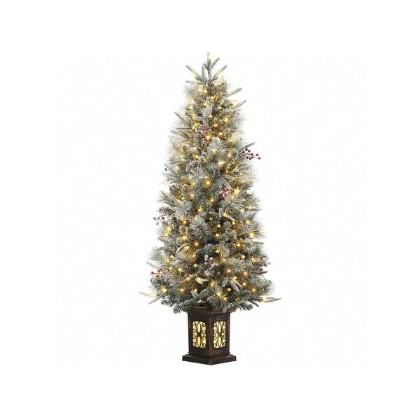 4.5 FT PreLit Artificial Spruce Entrance Trees，with 200 LEDs Lights