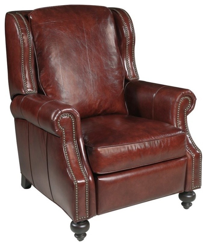 Beaumont Lane Leather Recliner in Red   Traditional   Recliner Chairs   by Homesquare  Houzz
