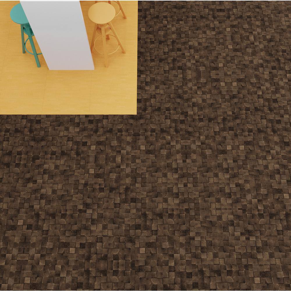 Lucida Surfaces FabCore Umber Block 28 MIL x 12 in. W x 24 in. L Glue Down Waterproof Vinyl Tile Flooring (36 sqftcase) FC-3503