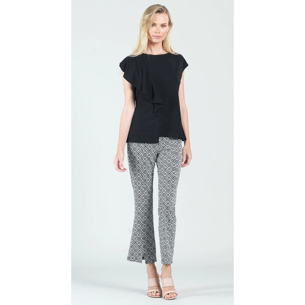 Clara Sunwoo  Peach Knit - Draped Ruffle Top - Black