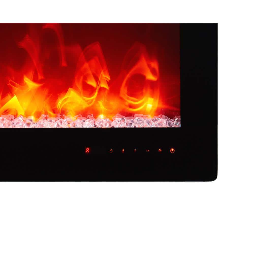 EDYO LIVING 72 in Wall Mount and Recessed Electric Fireplace in Black