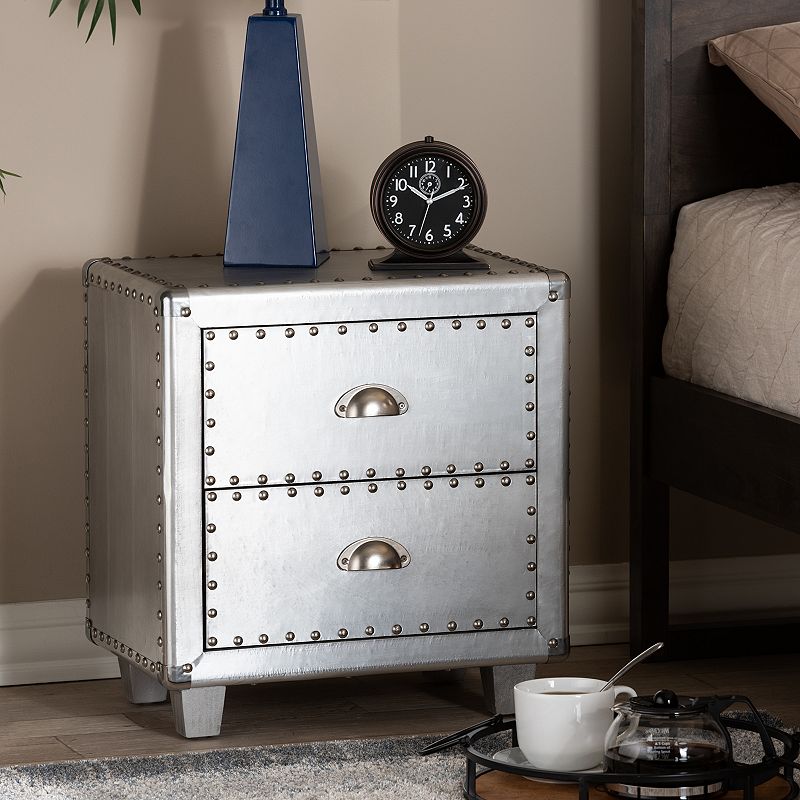 Baxton Studio Davet Silver Nightstand