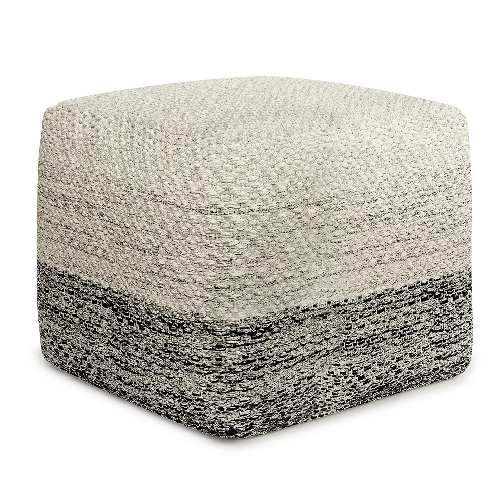 Simpli Home Macie Square Woven Indoor / Outdoor Pouf