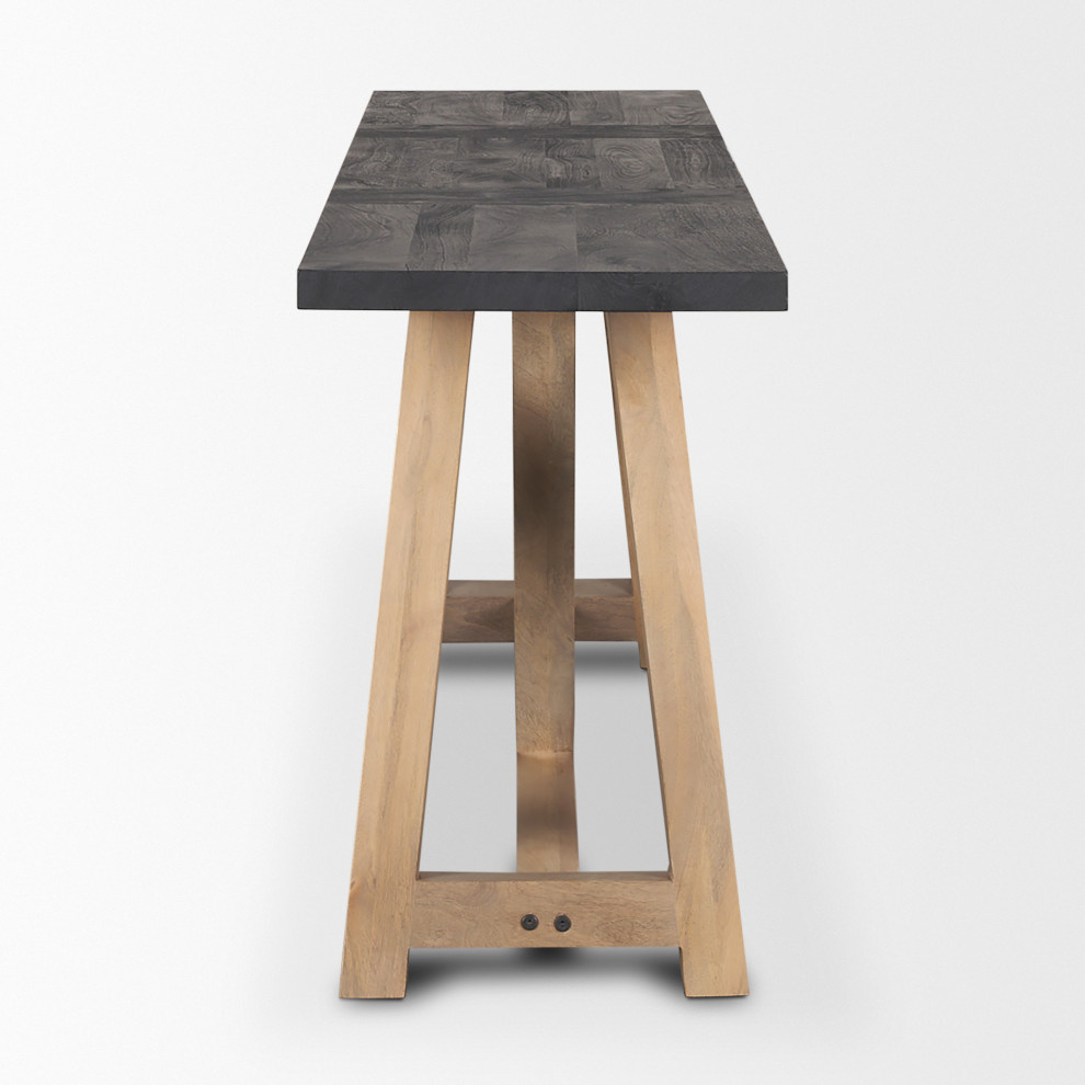 Rialto Black And Light Brown Solid Wood Console Table   Farmhouse   Console Tables   by Mercana  Houzz