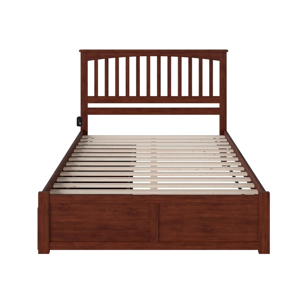 Mission King Platform Bed with 2 Drawers in Walnut