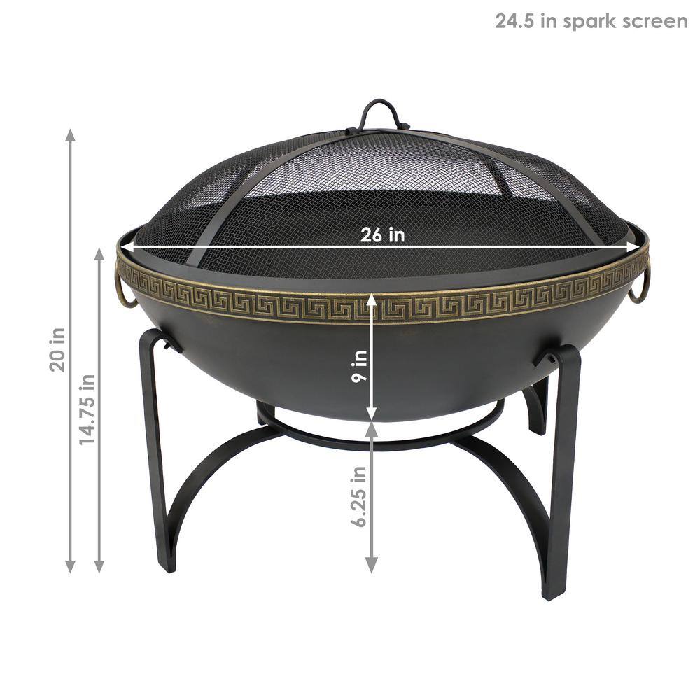 Sunnydaze Decor 26-In Contemporary Steel Fire Bowl with Handles and Spark Screen NB-130