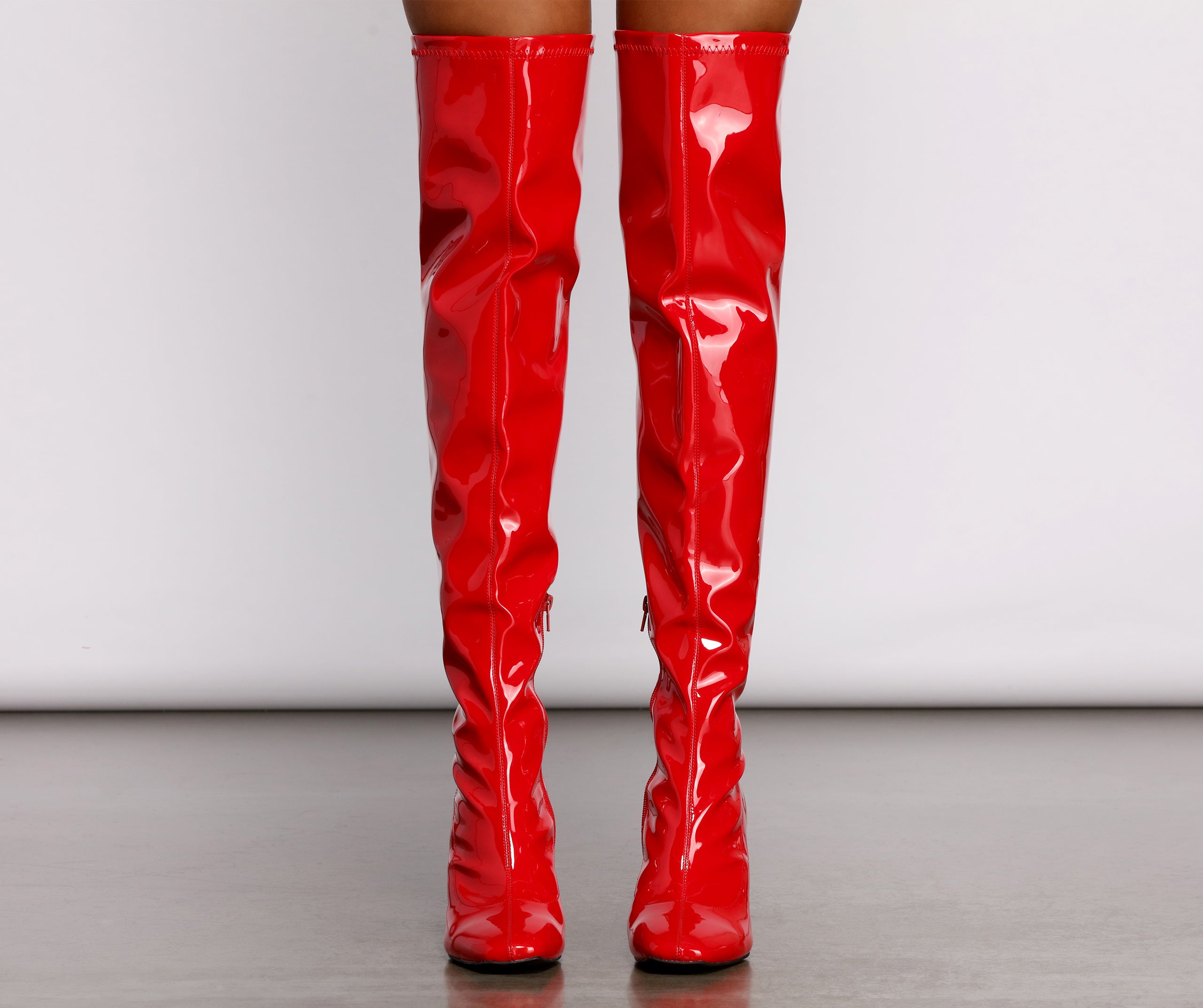 Bring The Heat Patent PU Thigh-High Boots