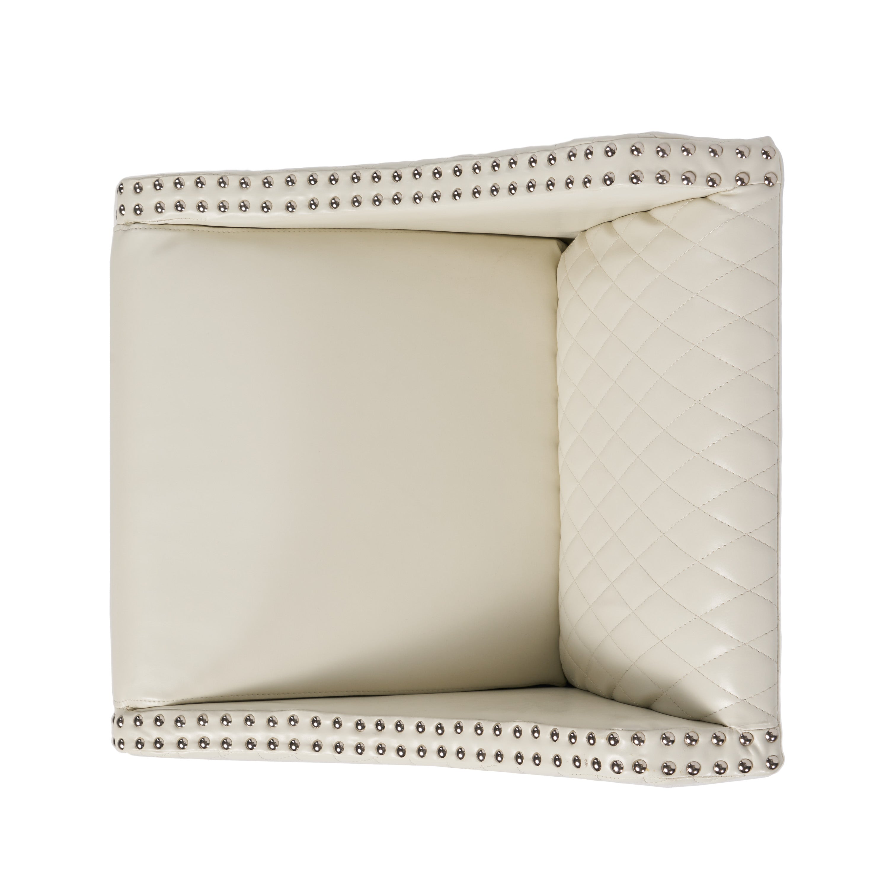 Filton Contemporary Quilted Ivory Leather Counterstool with Nailhead Accents