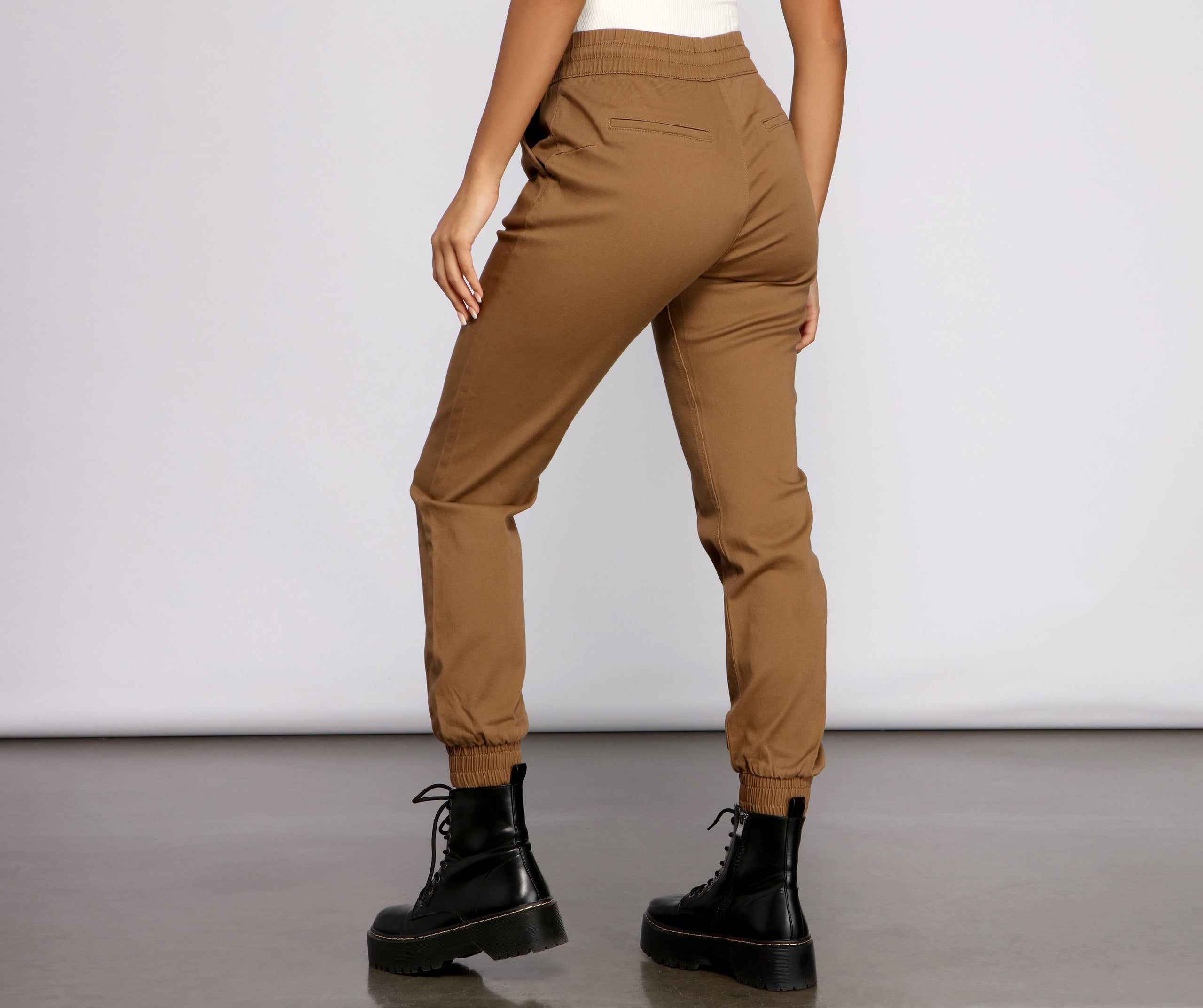 Basic High Waist Twill Joggers