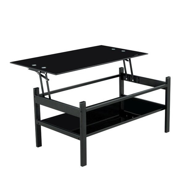 Glass Lift Top Coffee Table， Black