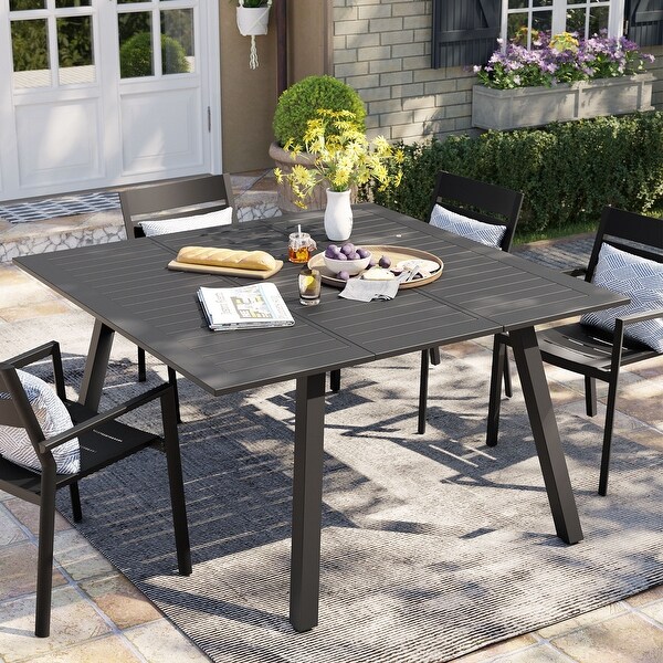 Pellebant Expandable Outdoor Patio Aluminum Dining Table