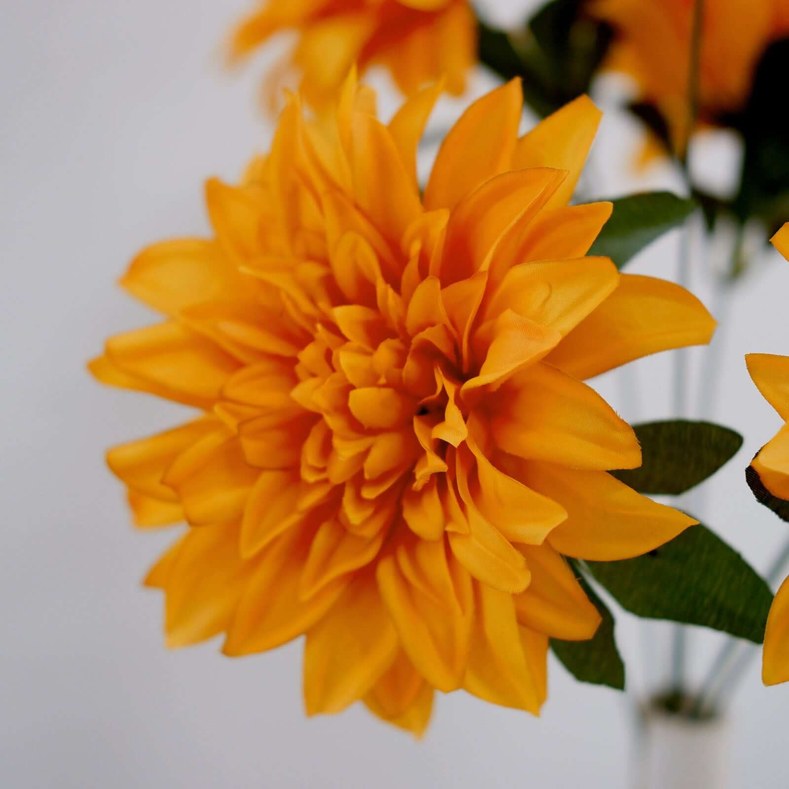 2 Bouquets Orange Artificial Silk Dahlia Flower Spray Bushes 20