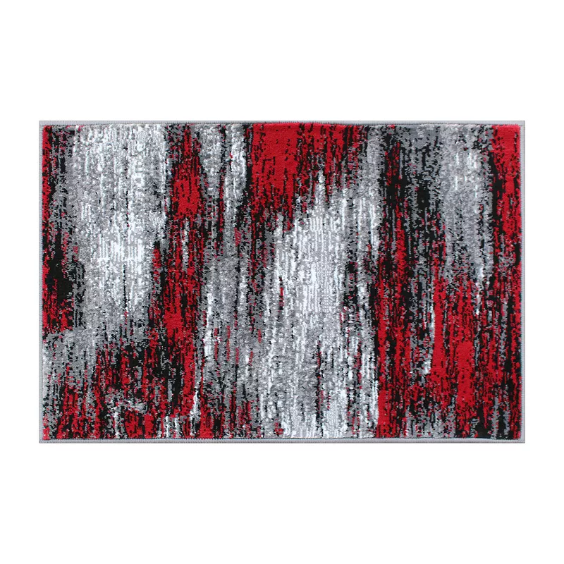 Masada Rugs Masada Rugs Trendz Collection 2'x3' Modern Contemporary Area Rug Mat in Red， Gray and Black - Design Trz863